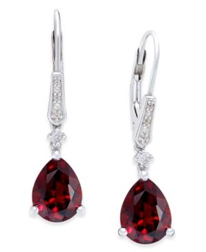 Garnet (3-5/8 Ct. T.w.) And Diamond Accent Drop Earrings In Sterling Silver
