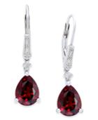 Garnet (3-5/8 Ct. T.w.) And Diamond Accent Drop Earrings In Sterling Silver