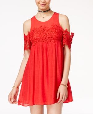 Speechless Juniors' Cold-shoulder Shift Dress