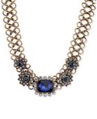 2028 Gold-tone Faceted Stone Collar Necklace