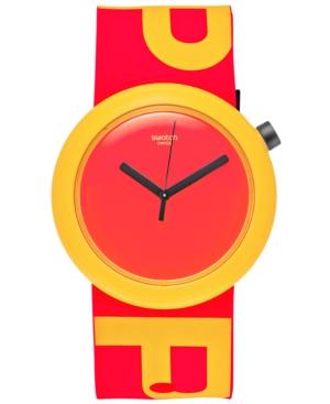 Swatch Unisex Swiss Pop Orange-red Silicone Strap Watch 41mm Pnj100