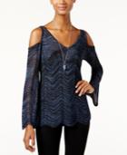 Inc International Concepts Cold-shoulder Scalloped Sweater, Created For Macy's