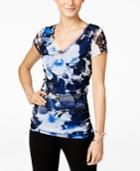 Inc International Concepts Tiered Mesh Printed Top, Only At Macy's