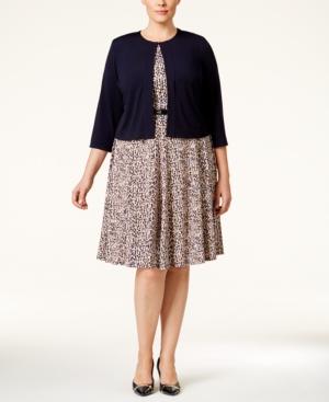 Jessica Howard Plus Size Belted Fit & Flare Dress And Jacket