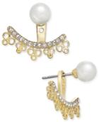 Kate Spade New York Gold-tone Imitation Pearl Stud Crystal Filigree Earring Jackets
