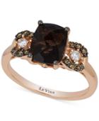 Le Vian Chocolatier Chocolate Quartz (1-9/10 Ct. T.w.) And Diamond (1/5 Ct. T.w.) Ring In 14k Rose Gold, Only At Macy's
