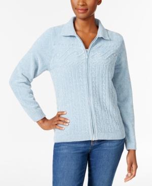 Alfred Dunner Cable-knit Zippered Cardigan