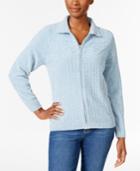 Alfred Dunner Cable-knit Zippered Cardigan