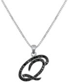Sterling Silver Necklace, Black Diamond Q Initial Pendant (1/4 Ct. T.w.)