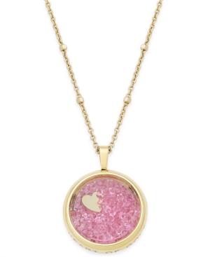 Kate Spade New York Gold-tone Heart Of Gold Pink Glitter Pendant Necklace