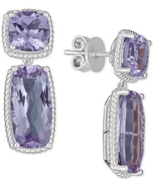 Amethyst Rope Frame Drop Earrings (12 Ct. T.w.) In Sterling Silver