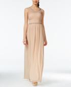 City Studios Juniors' Embellished Ruched Chiffon Gown