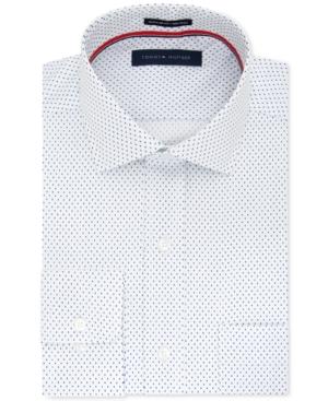 Tommy Hilfiger Men's Classic/regular Fit White Print Dress Shirt