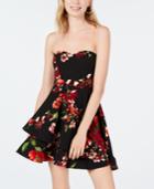 B Darlin Juniors' Strapless Floral Fit & Flare Dress