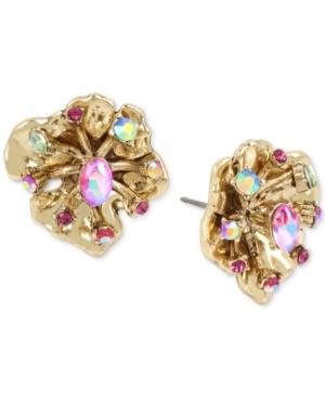Betsey Johnson Gold-tone Flower Stud Earrings