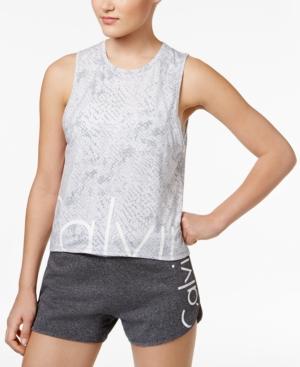 Calvin Klein Performance Snake-print Cropped Logo Tank Top