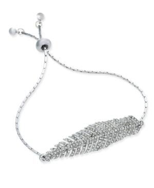 Inc International Concepts Silver-tone Pave Feather Slider Bracelet, Only At Macy's