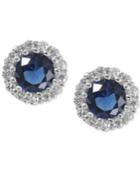 Giani Bernini Sterling Silver Blue Cubic Zirconia Halo Stud Earrings, Only At Macy's
