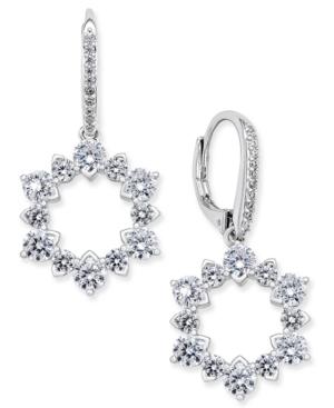 Danori Silver-tone Floral Crystal Circle Earrings