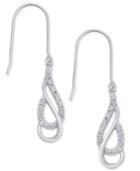 Diamond Pave Twisted Hoop Drop Earrings (1/10 Ct. T.w.) In Sterling Silver