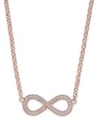 Thomas Sabo Cubic Zirconia Infinity Pendant Necklace In Rose Gold-plated Sterling Silver