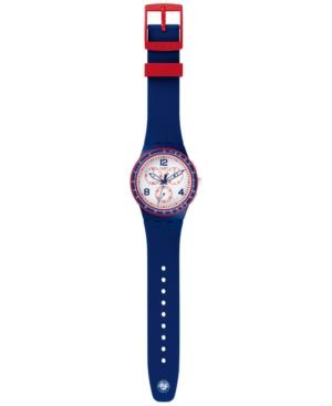 Swatch Unisex Fast Server Swiss Chronograph Blue Silicone Strap Watch 42mm Susz100