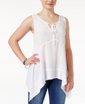 Stoosh Juniors' Gauze Asymmetrical-hem Tank Top