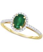 Emerald (3/4 Ct. T.w.) & Diamond (1/6 Ct. T.w.) Ring In 14k Gold