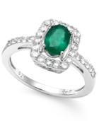 Gemstone And White Sapphire Oval Ring In Sterling Silver (1-1/2 Ct. T.w.)
