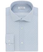 Calvin Klein Men's Steel Extra-slim Fit Stretch Blue Print Dress Shirt