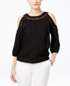 Inc International Concepts Crocheted Cold-shoulder Blouse, Only At Macy's