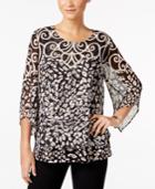 Jm Collection Cheetah-print Chiffon Top, Only At Macy's