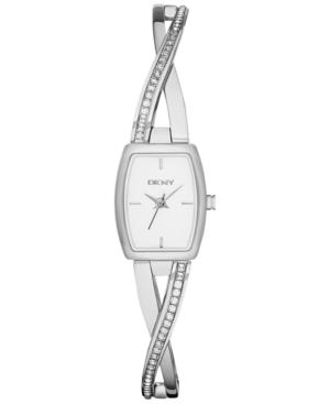 Dkny Women's Crosswalk Crystal Accent Stainless Steel Half-bangle Bracelet Watch 28x17mm Ny2252