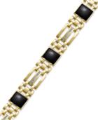 Men's Onyx (7-1/2 Ct. T.w.) And Diamond (1/4 Ct. T.w.) Bracelet In 10k Gold