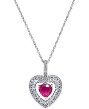 Ruby (4/5 Ct. T.w.) And White Topaz (1/8 Ct. T.w.) Heart Pendant Necklace In Sterling Silver