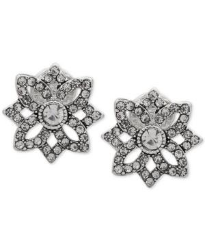 Anne Klein Silver-tone Crystal Openwork Clip-on Stud Earrings
