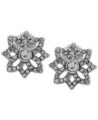 Anne Klein Silver-tone Crystal Openwork Clip-on Stud Earrings