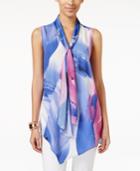 Alfani Petite Printed Tie-front Blouse, Only At Macy's