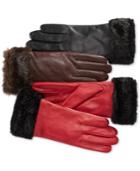 Charter Club Faux Fur-cuff Leather Tech Gloves, Only At Macy's