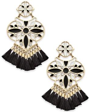 Kate Spade New York Gold-tone Black Tassel Chandelier Earrings