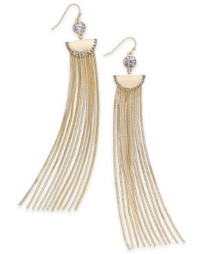 Thalia Sodi Gold-tone Pave & Chain Fringe Drop Earrings, Created For Macy's