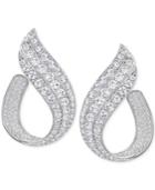 Swarovski Silver-tone Fortunately Pave Front-to-back Hoop Earrings