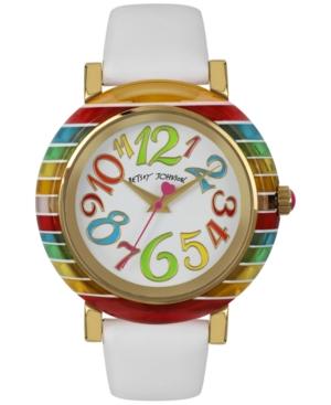 Betsey Johnson Women's White Patent Leather Strap Watch 42mm Bj00118-03