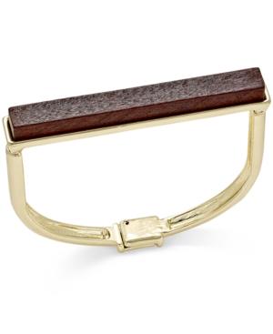 Inc International Concepts Going Global Gold-tone Flat-top Wood Bangle Bracelet, Only At Macy's