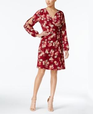 Monteau Petite Split-sleeve Faux-wrap Dress
