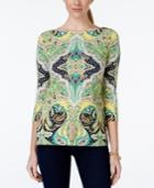 Charter Club Petite Printed Bateau-neck Top, Only At Macy's
