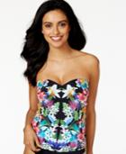 Bleu By Rod Beattie Botanical-print Bandeau Tankini Top Women's Swimsuit