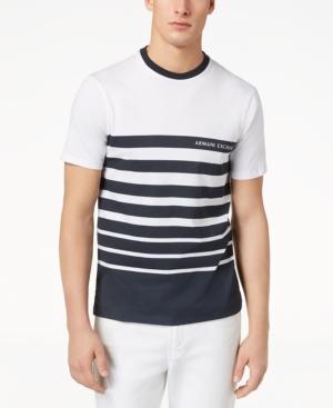 Armani Exchange Men's Stripe Logo-print T-shirt, Created For Macy's