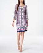 Inc International Concepts Petite Printed Keyhole Sheath Dress, Only At Macy's