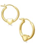 Children's 18k Gold Over Sterling Silver Heart Hoop Earrings